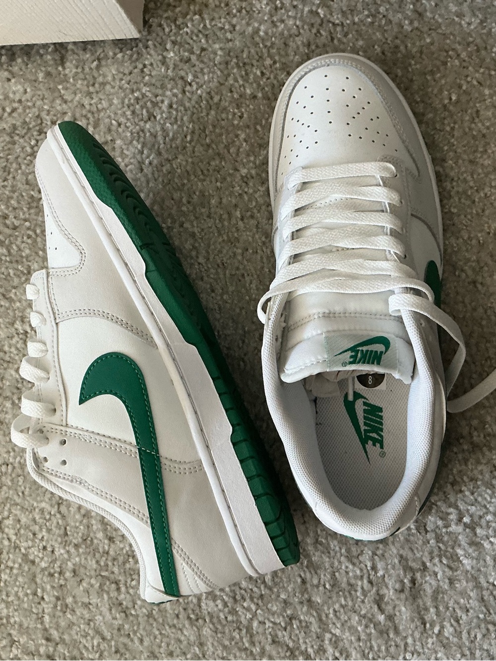 Men’s Nike White and Green Low-Top Sneakers